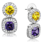 Rhodium Brass Jewelry Sets with AAA Grade CZ  in Multi Color