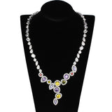 Rhodium Brass Jewelry Sets with AAA Grade CZ  in Multi Color