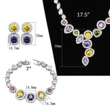 Rhodium Brass Jewelry Sets with AAA Grade CZ  in Multi Color