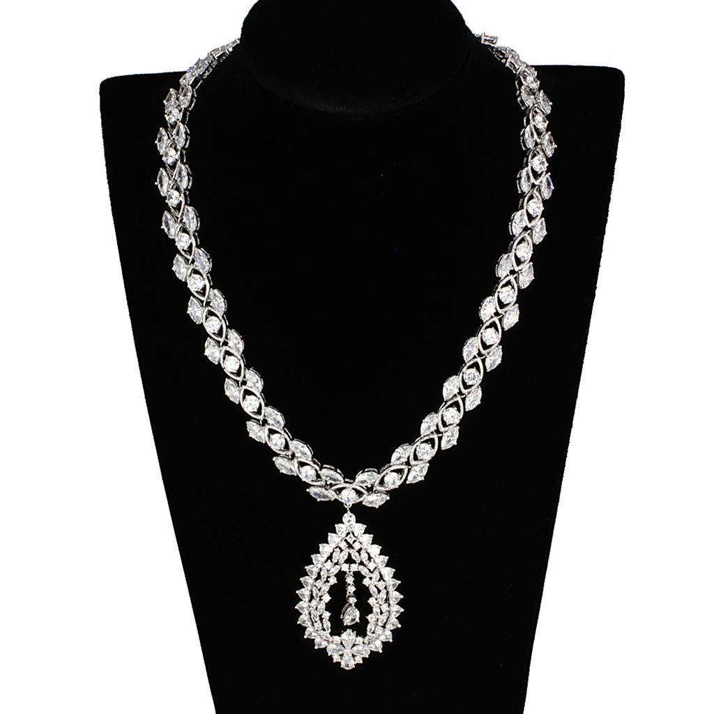 Rhodium Brass Jewelry Sets with AAA Grade CZ  in Clear