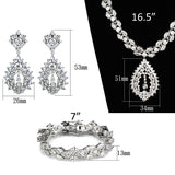 Rhodium Brass Jewelry Sets with AAA Grade CZ  in Clear