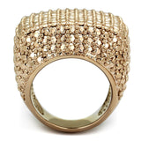IP Rose Gold(Ion Plating) Brass Ring with AAA Grade CZ  in Metallic Light Gold