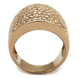 IP Rose Gold(Ion Plating) Brass Ring with AAA Grade CZ  in Metallic Light Gold