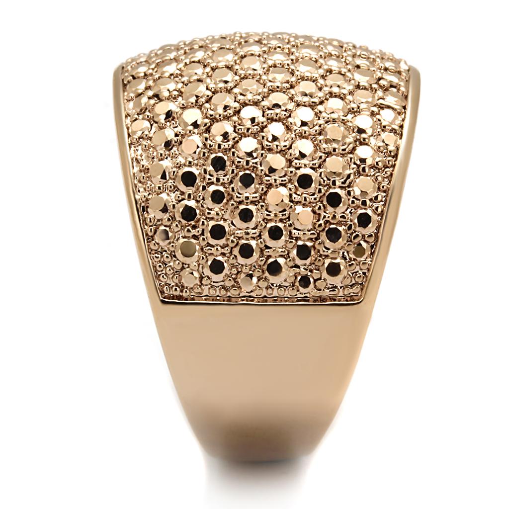 IP Rose Gold(Ion Plating) Brass Ring with AAA Grade CZ  in Metallic Light Gold