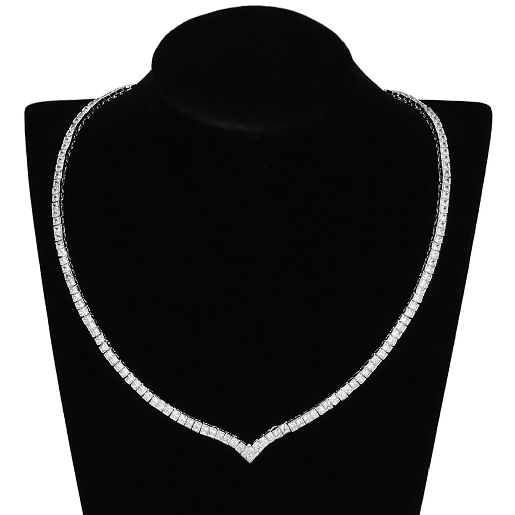 Rhodium Brass Jewelry Sets with AAA Grade CZ  in Clear