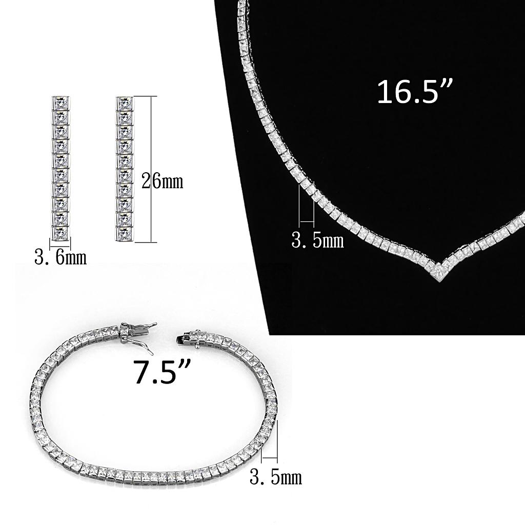 Rhodium Brass Jewelry Sets with AAA Grade CZ  in Clear