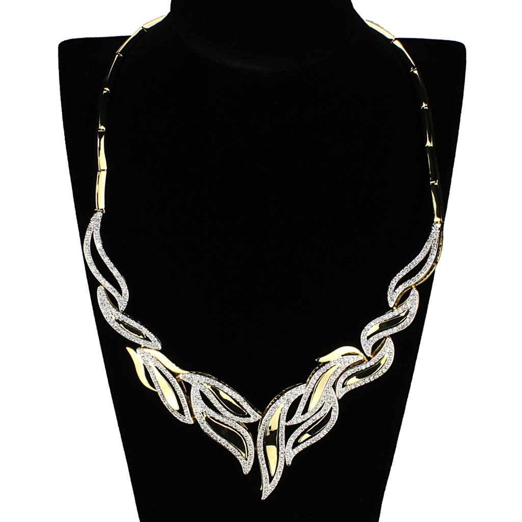 Gold+Rhodium Brass Jewelry Sets with AAA Grade CZ  in Clear