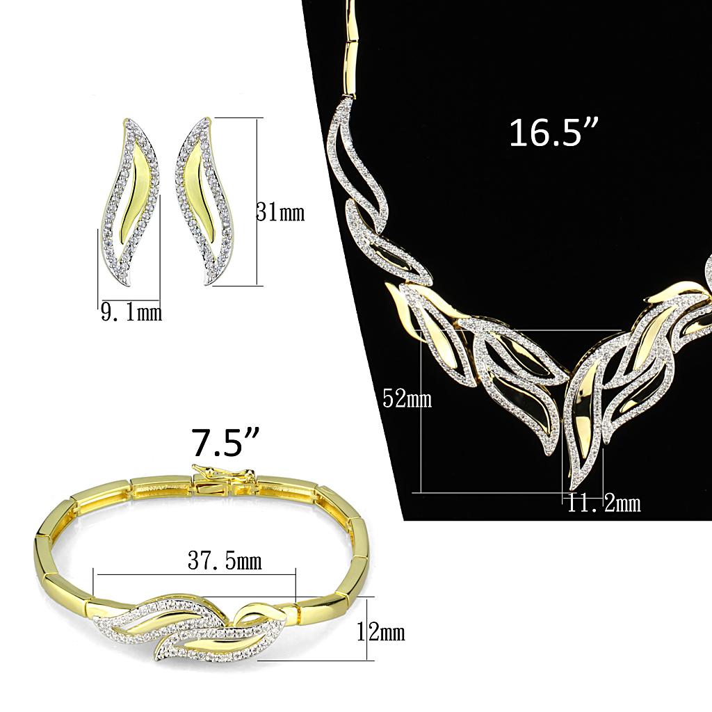 Gold+Rhodium Brass Jewelry Sets with AAA Grade CZ  in Clear