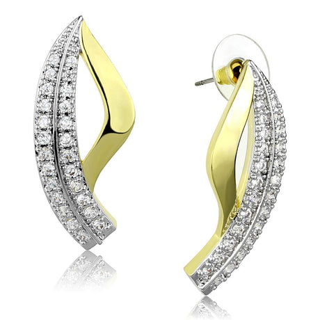 Gold+Rhodium Brass Jewelry Sets with AAA Grade CZ  in Clear