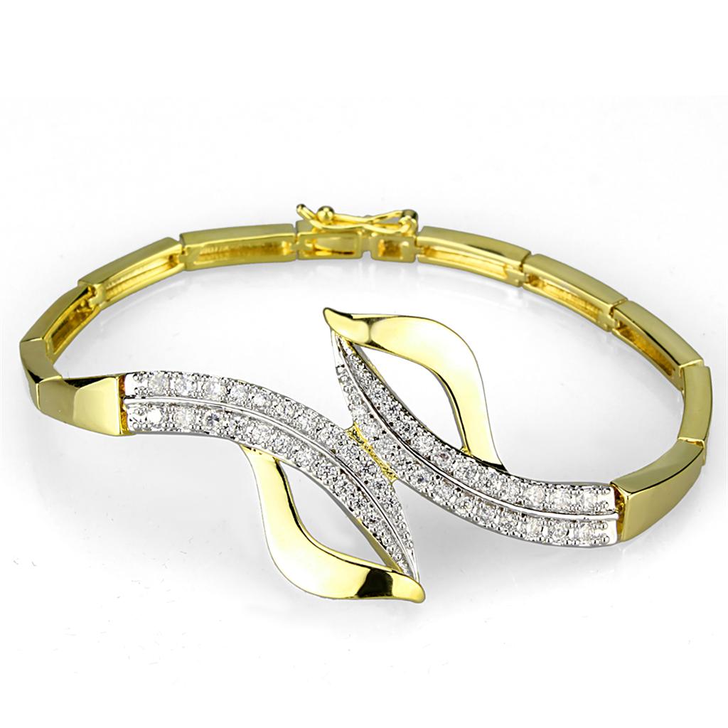 Gold+Rhodium Brass Jewelry Sets with AAA Grade CZ  in Clear