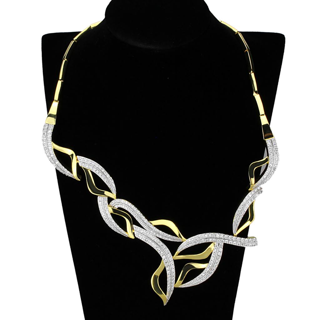 Gold+Rhodium Brass Jewelry Sets with AAA Grade CZ  in Clear