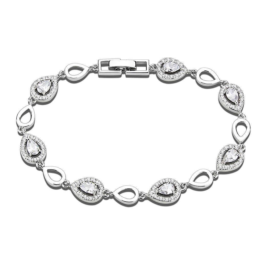 Rhodium Brass Jewelry Sets with AAA Grade CZ  in Clear