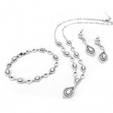 Rhodium Brass Jewelry Sets with AAA Grade CZ  in Clear