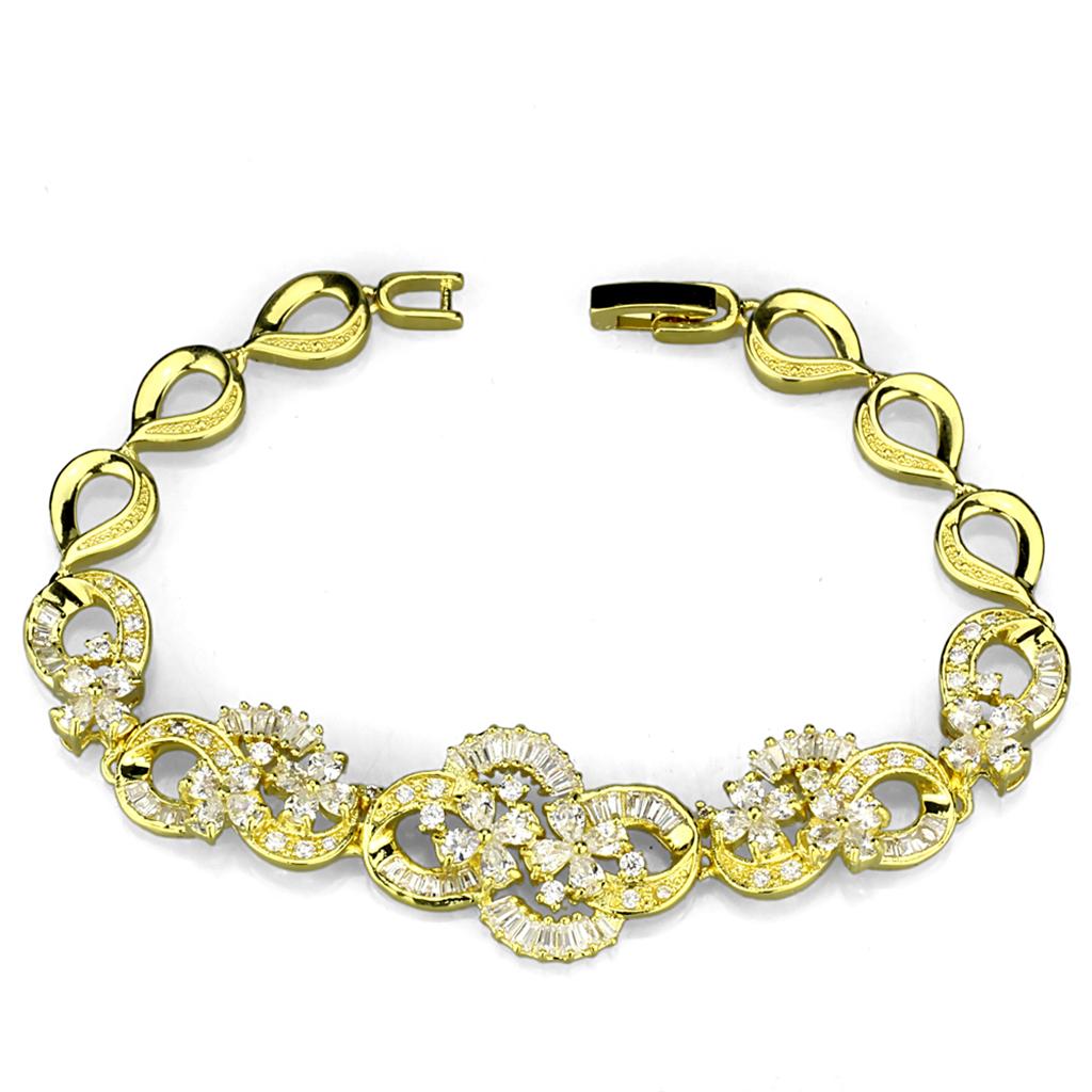Gold Brass Jewelry Sets with AAA Grade CZ  in Clear