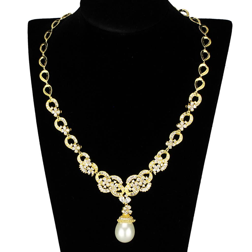 Gold Brass Jewelry Sets with AAA Grade CZ  in Clear