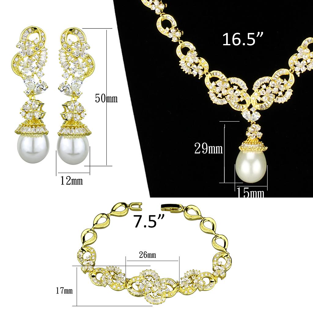Gold Brass Jewelry Sets with AAA Grade CZ  in Clear