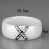 High polished (no plating) Stainless Steel Ring with Ceramic  in White