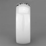High polished (no plating) Stainless Steel Ring with Ceramic  in White