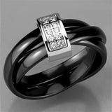 High polished (no plating) Stainless Steel Ring with Ceramic  in Jet
