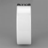 High polished (no plating) Stainless Steel Ring with Ceramic  in White