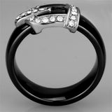 High polished (no plating) Stainless Steel Ring with Ceramic  in Jet
