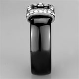 High polished (no plating) Stainless Steel Ring with Ceramic  in Jet
