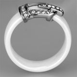 High polished (no plating) Stainless Steel Ring with Ceramic  in White