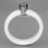 High polished (no plating) Stainless Steel Ring with Ceramic  in White