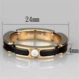 IP Rose Gold(Ion Plating) Stainless Steel Ring with Ceramic  in Jet