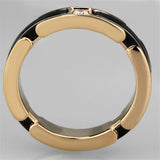 IP Rose Gold(Ion Plating) Stainless Steel Ring with Ceramic  in Jet