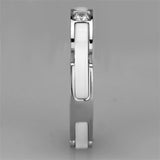 High polished (no plating) Stainless Steel Ring with Ceramic  in White
