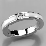 High polished (no plating) Stainless Steel Ring with Ceramic  in White