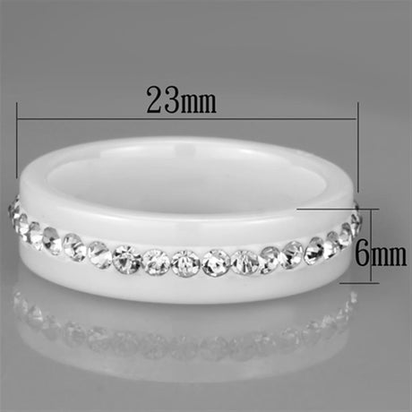 High polished (no plating) Stainless Steel Ring with Ceramic  in White