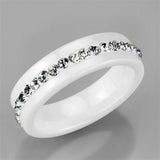 High polished (no plating) Stainless Steel Ring with Ceramic  in White