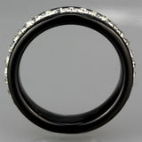 High polished (no plating) Stainless Steel Ring with Ceramic  in Jet