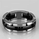 High polished (no plating) Stainless Steel Ring with Ceramic  in Jet