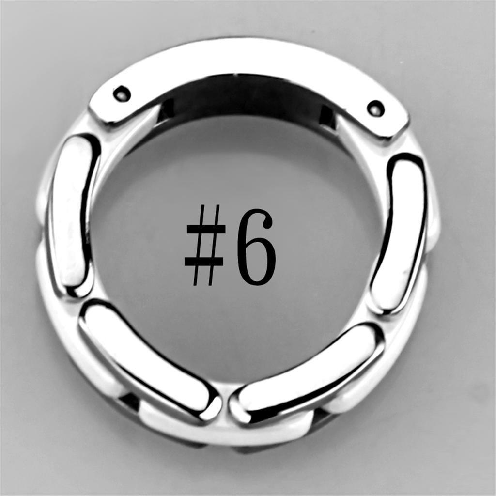 High polished (no plating) Stainless Steel Ring with Ceramic  in White