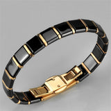 IP Rose Gold(Ion Plating) Stainless Steel Bracelet with Ceramic  in Jet