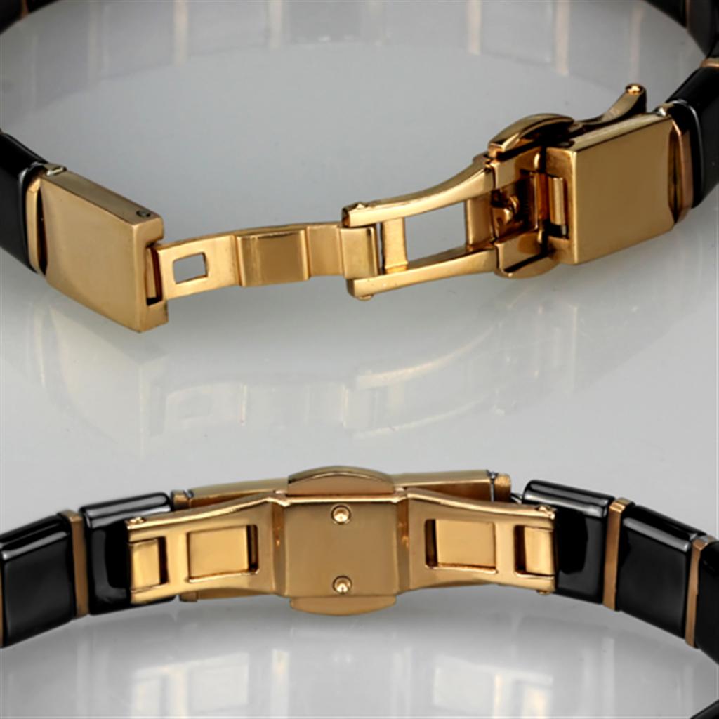 IP Rose Gold(Ion Plating) Stainless Steel Bracelet with Ceramic  in Jet