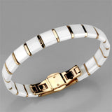 IP Rose Gold(Ion Plating) Stainless Steel Bracelet with Ceramic  in White