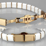 IP Rose Gold(Ion Plating) Stainless Steel Bracelet with Ceramic  in White