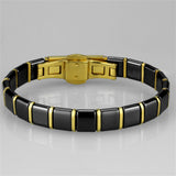 IP Gold(Ion Plating) Stainless Steel Bracelet with Ceramic  in Jet