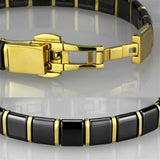 IP Gold(Ion Plating) Stainless Steel Bracelet with Ceramic  in Jet