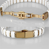 IP Rose Gold(Ion Plating) Stainless Steel Bracelet with Ceramic  in White