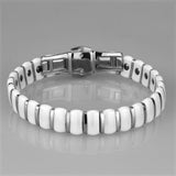 High polished (no plating) Stainless Steel Bracelet with Ceramic  in White