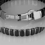 High polished (no plating) Stainless Steel Bracelet with Ceramic  in Jet