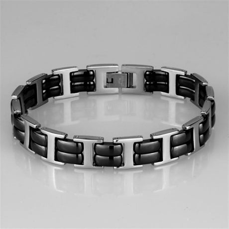 High polished (no plating) Stainless Steel Bracelet with Ceramic  in Jet