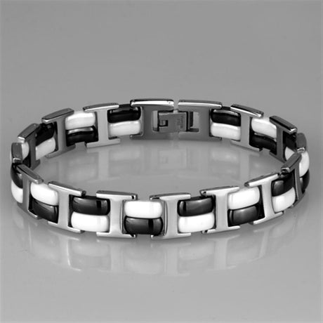 High polished (no plating) Stainless Steel Bracelet with Ceramic  in Jet