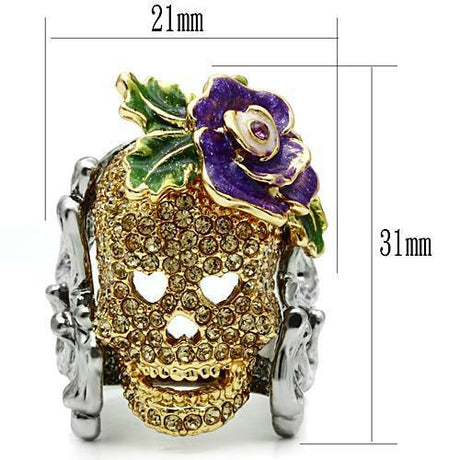 Gold+Ruthenium White Metal Ring with Top Grade Crystal  in Citrine Yellow