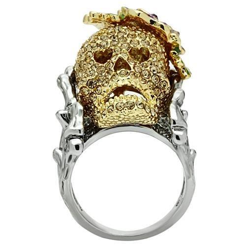 Gold+Ruthenium White Metal Ring with Top Grade Crystal  in Citrine Yellow